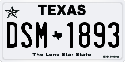 TX license plate DSM1893