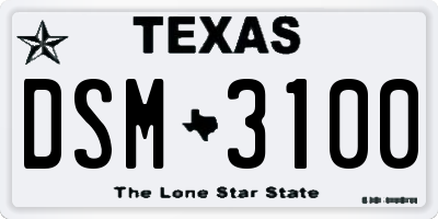 TX license plate DSM3100