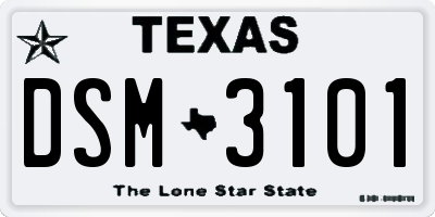 TX license plate DSM3101