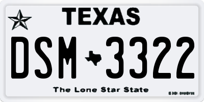 TX license plate DSM3322