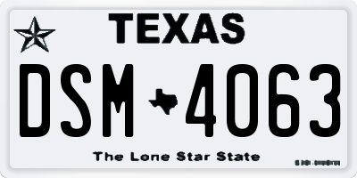 TX license plate DSM4063