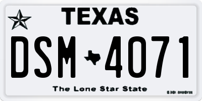 TX license plate DSM4071