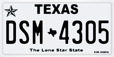 TX license plate DSM4305