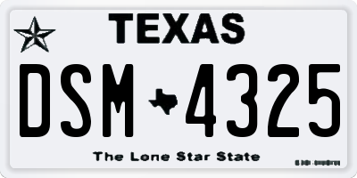 TX license plate DSM4325