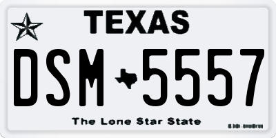 TX license plate DSM5557