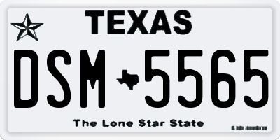 TX license plate DSM5565