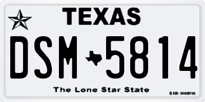 TX license plate DSM5814