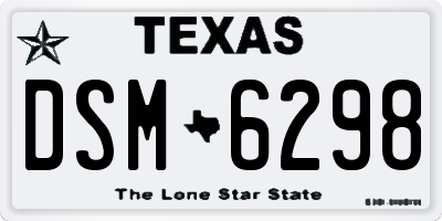 TX license plate DSM6298