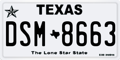 TX license plate DSM8663