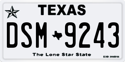 TX license plate DSM9243