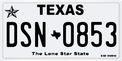 TX license plate DSN0853