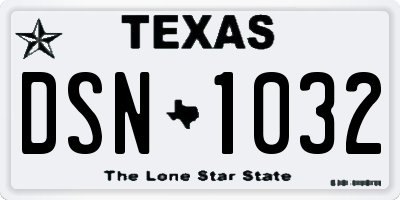 TX license plate DSN1032