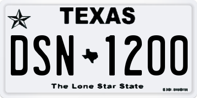 TX license plate DSN1200