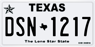 TX license plate DSN1217