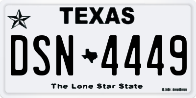 TX license plate DSN4449