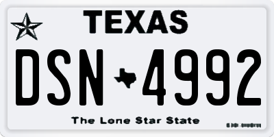 TX license plate DSN4992