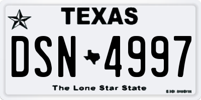 TX license plate DSN4997