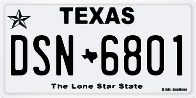 TX license plate DSN6801