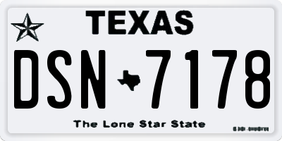 TX license plate DSN7178