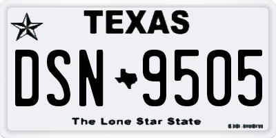 TX license plate DSN9505