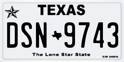 TX license plate DSN9743