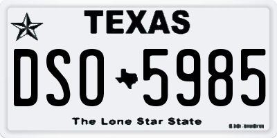 TX license plate DSO5985