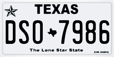 TX license plate DSO7986
