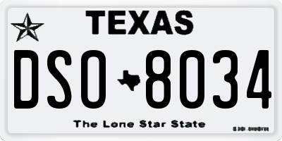 TX license plate DSO8034