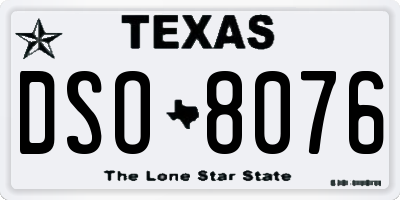 TX license plate DSO8076