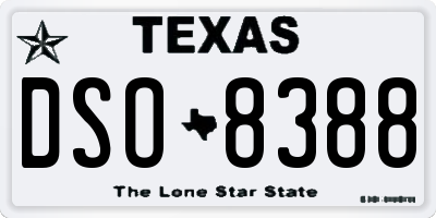 TX license plate DSO8388