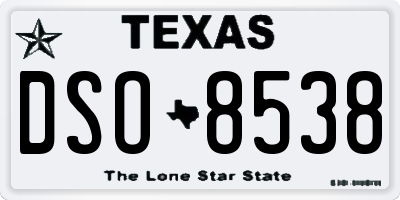 TX license plate DSO8538
