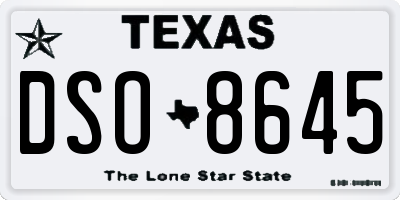 TX license plate DSO8645