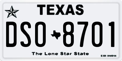 TX license plate DSO8701