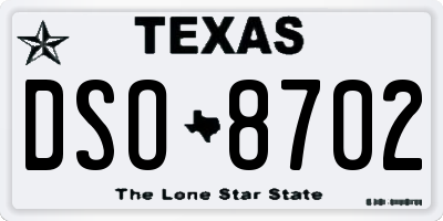 TX license plate DSO8702