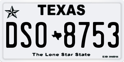 TX license plate DSO8753