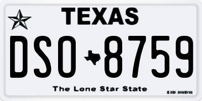 TX license plate DSO8759
