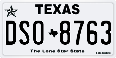 TX license plate DSO8763