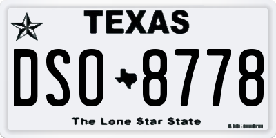 TX license plate DSO8778