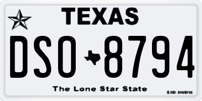 TX license plate DSO8794