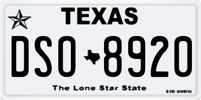 TX license plate DSO8920