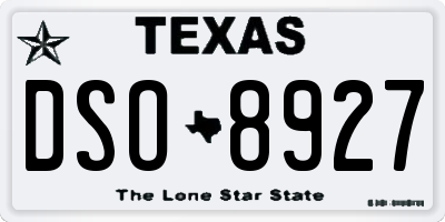 TX license plate DSO8927