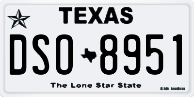 TX license plate DSO8951