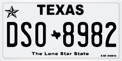 TX license plate DSO8982