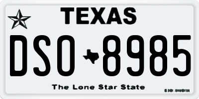 TX license plate DSO8985