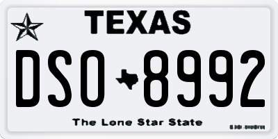 TX license plate DSO8992