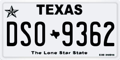 TX license plate DSO9362