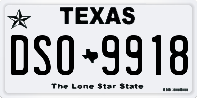 TX license plate DSO9918