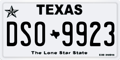TX license plate DSO9923