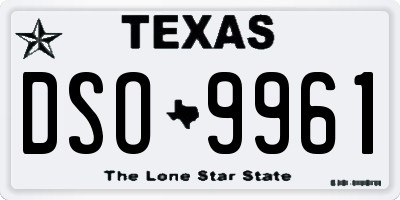 TX license plate DSO9961