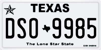 TX license plate DSO9985
